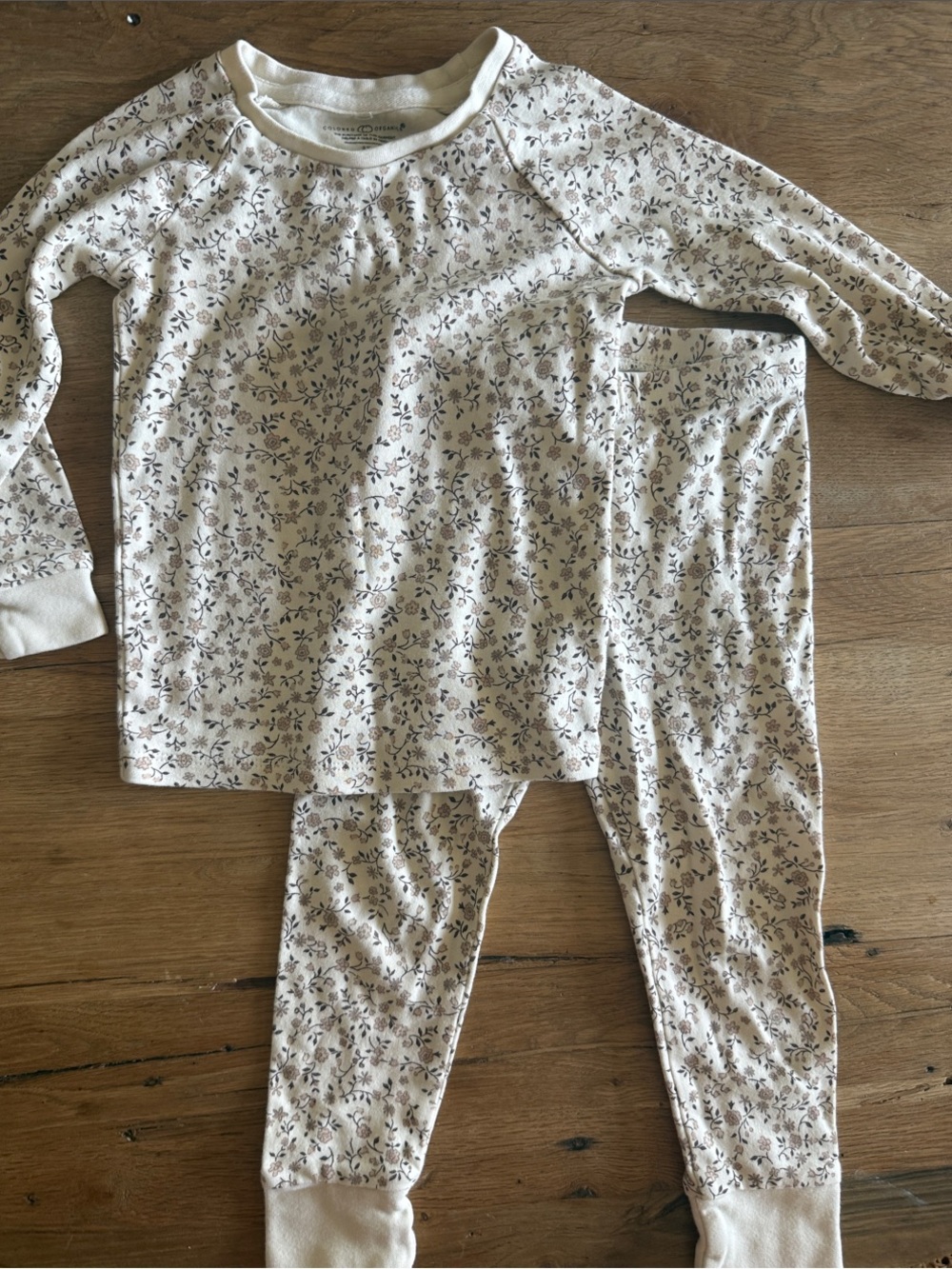 Colored Organics Cream Floral Long-Sleeve Pajama Set